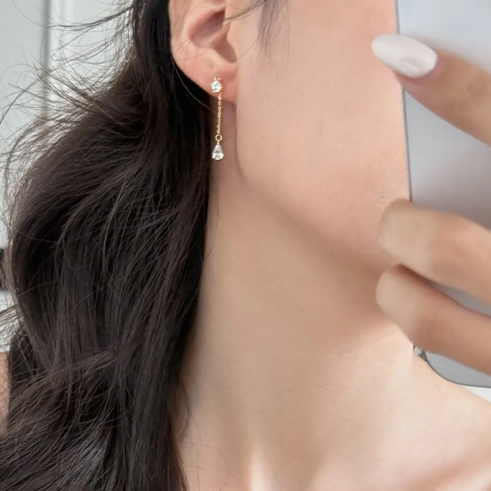 KAKODIY Fashion Fashion Design 925 Sterling Silver Earrings Tassel Pear Shape 5A Cubic Zirconia Shiny Stud Earrings Female Accessories detail 7