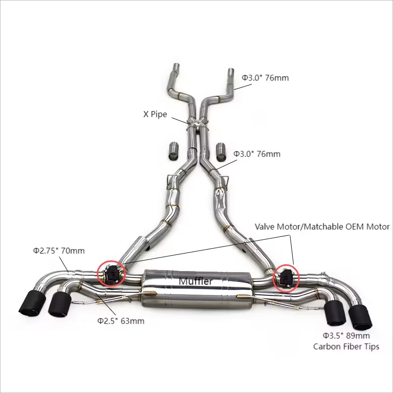 YDステンレス鋼製排気管マフラー BMW X5 G05 M50i X6 G06 M60i 4.4TT