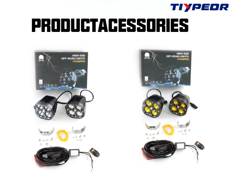 TIYPEOR Super Bright Spotlight CNC Aluminum  High Power Fog Lights Auxiliary Headlight for Motorbike Off-road SUV ATV 120W factory