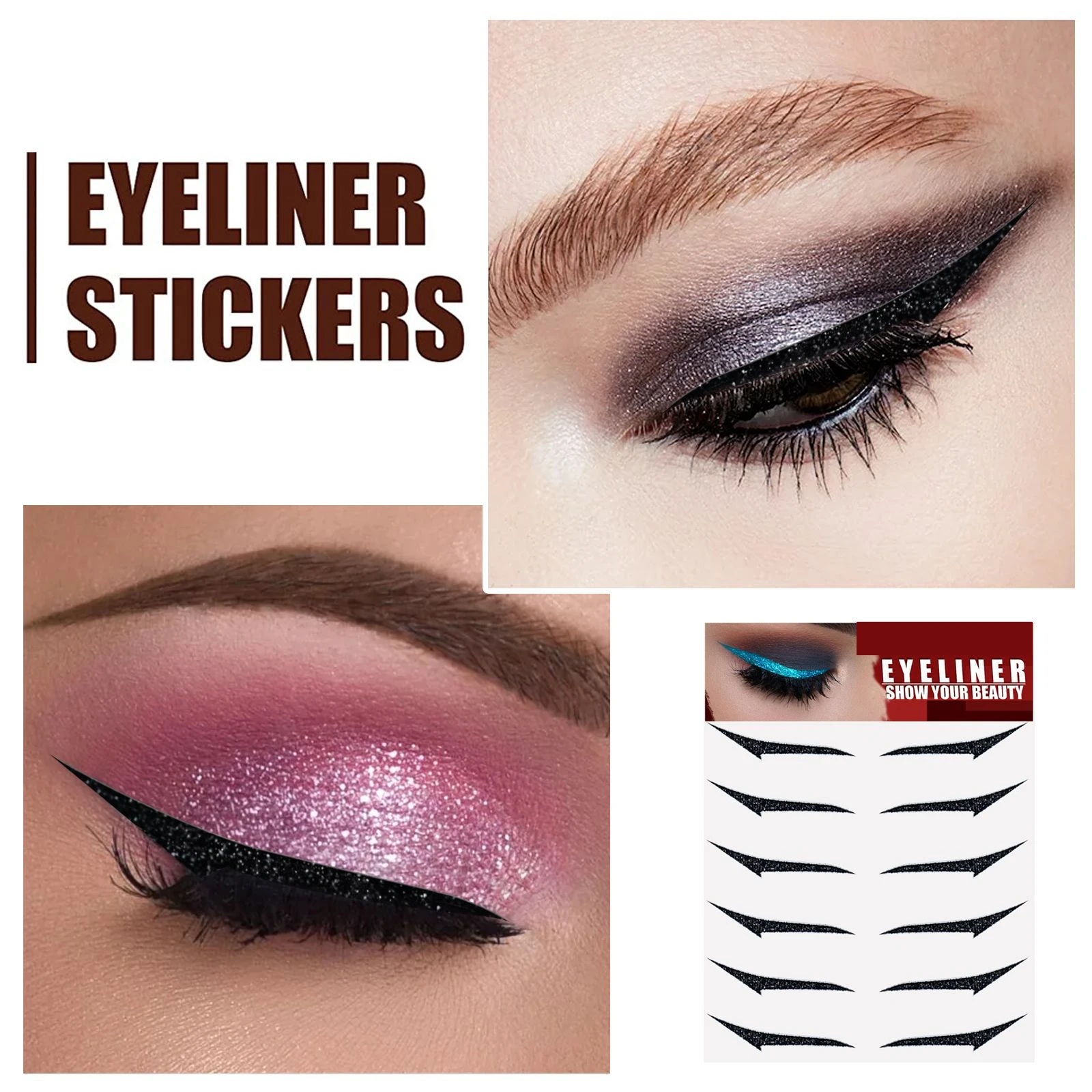 6pairs New Eyeliner Sticker Waterproof Glitter Colors Eyeliner Stickers