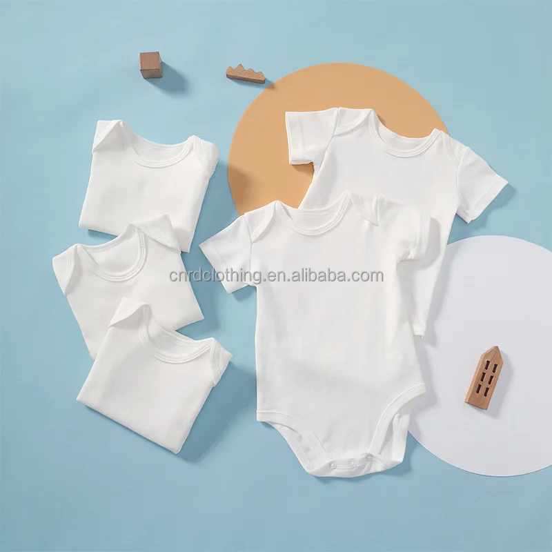 OEM Bulk Wholesale Newborn Clothes Onesie Short Sleeve Plain White