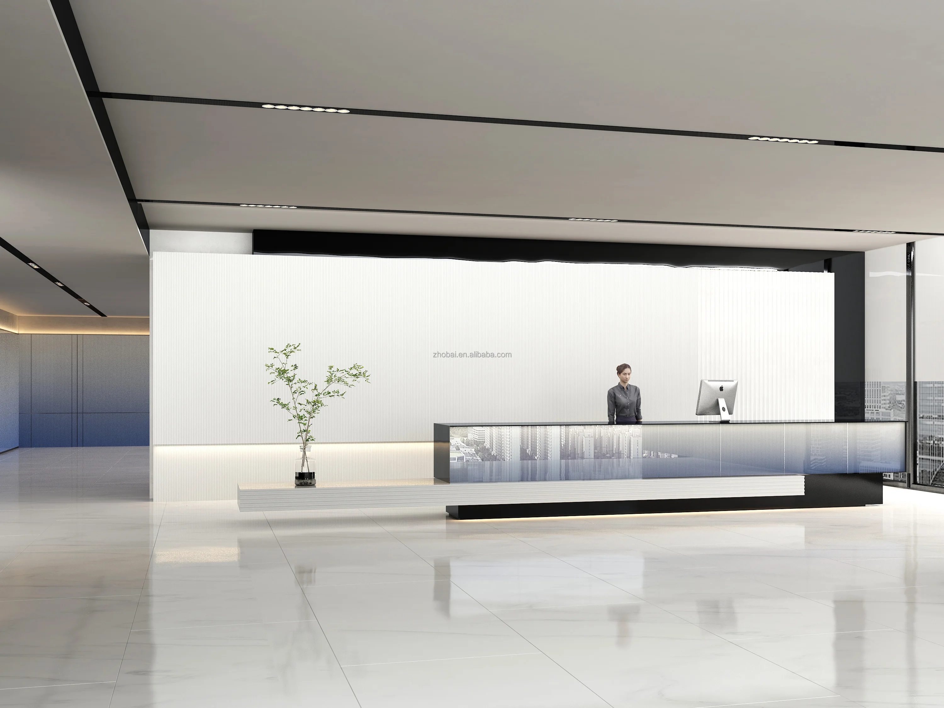 High Quality Custom Made LED Reception Desk Luxury Coffee Bar Design for Beauty Salon & Hotel & School & Gym Use 6