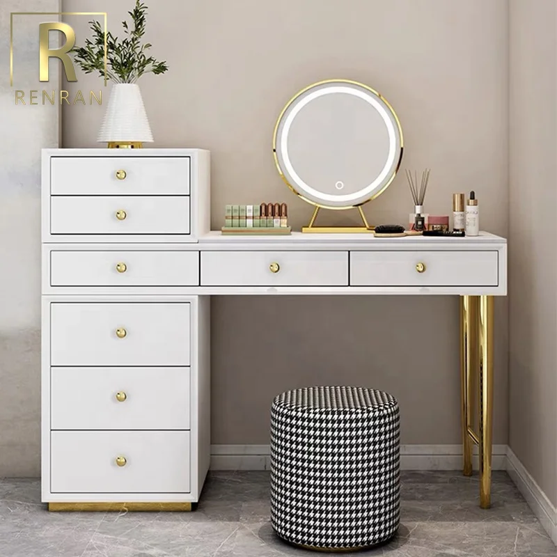 Bed Furniture Fancy Dressing Table With Mirror and Stool Modern Simple Bedroom Dressing Table Chair Set