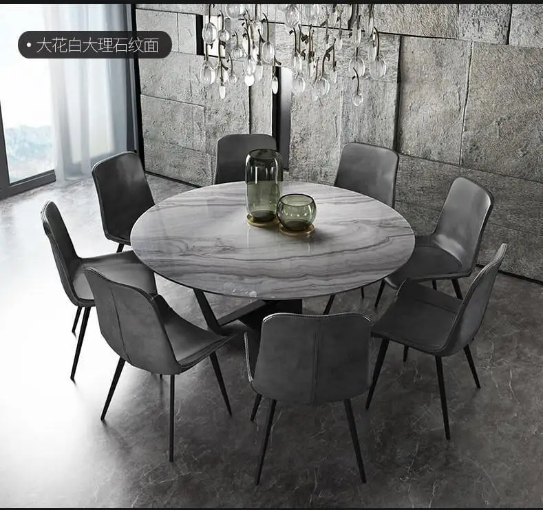 Nordic minimalist modern light luxury marble countertop dining table round slate dining table home