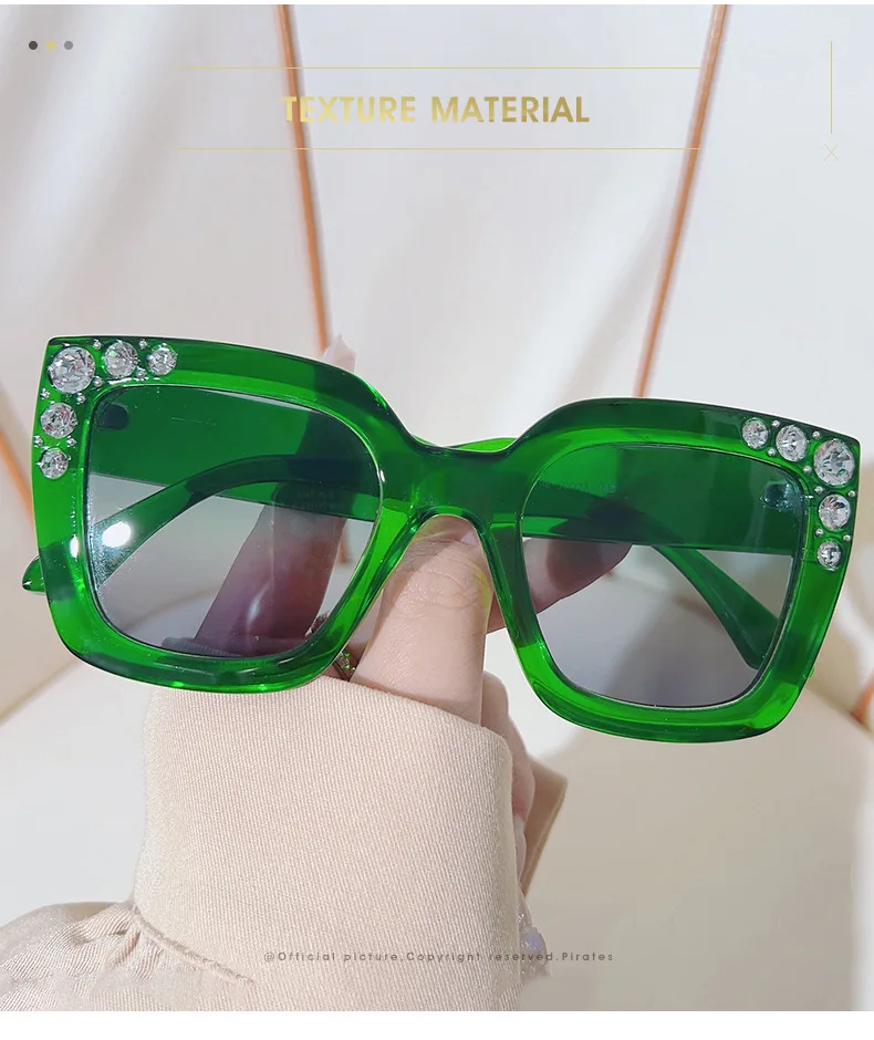 Lbashades 2023 498 New Square Sunglasses Diamond Glasses Fashion Green Diamond Sunglasses