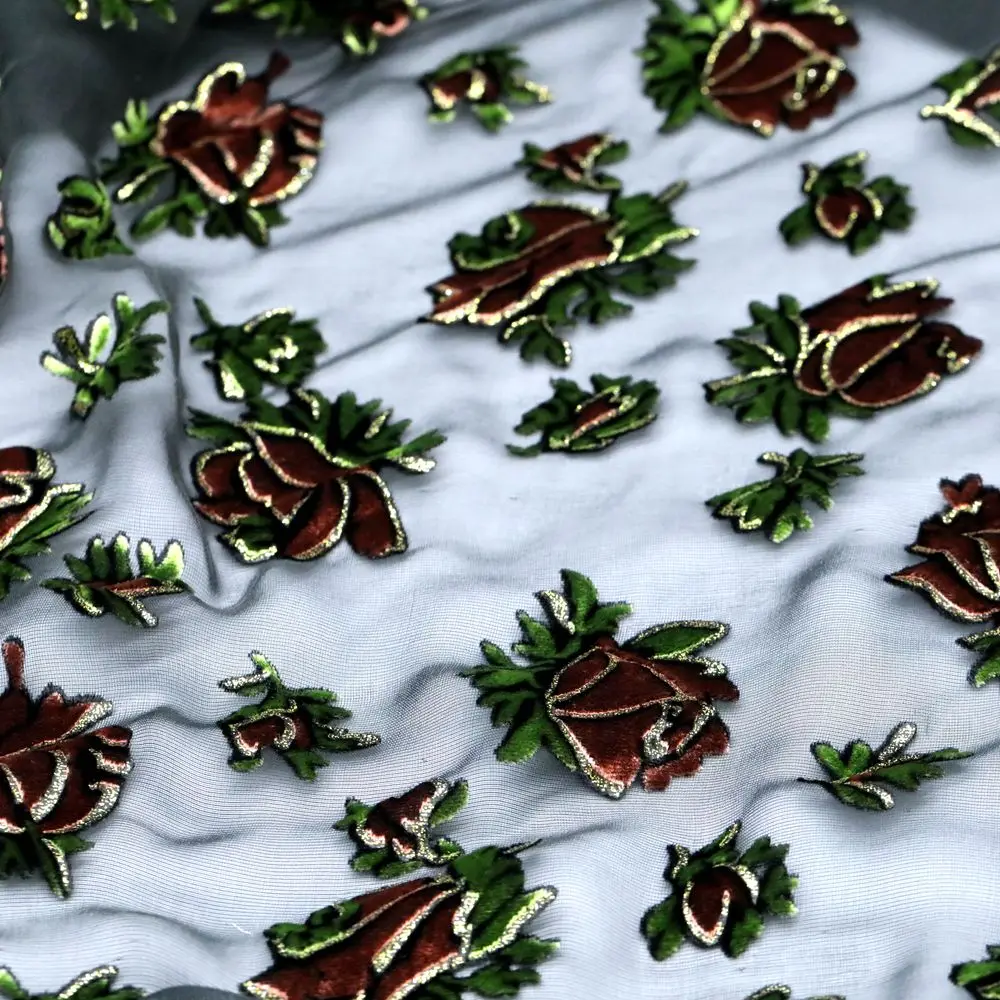 100 Pure Silk Jacquard Silk Floral Fabric Lightweight Tulle Pure Dark