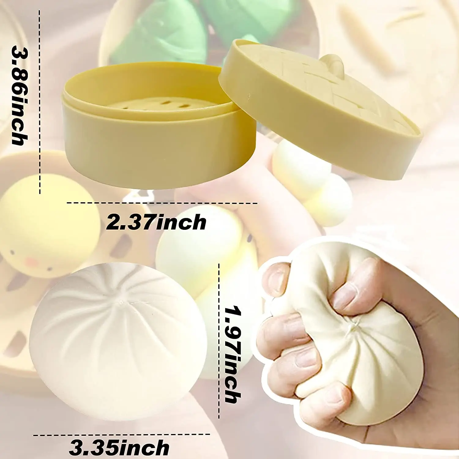 2025 Hot Fidget Bun Steamed Food Toy Squishy Dumpling Stress Ball Bao Bun Squishy Sensory Toys Fidget Dumpling Stress Ball