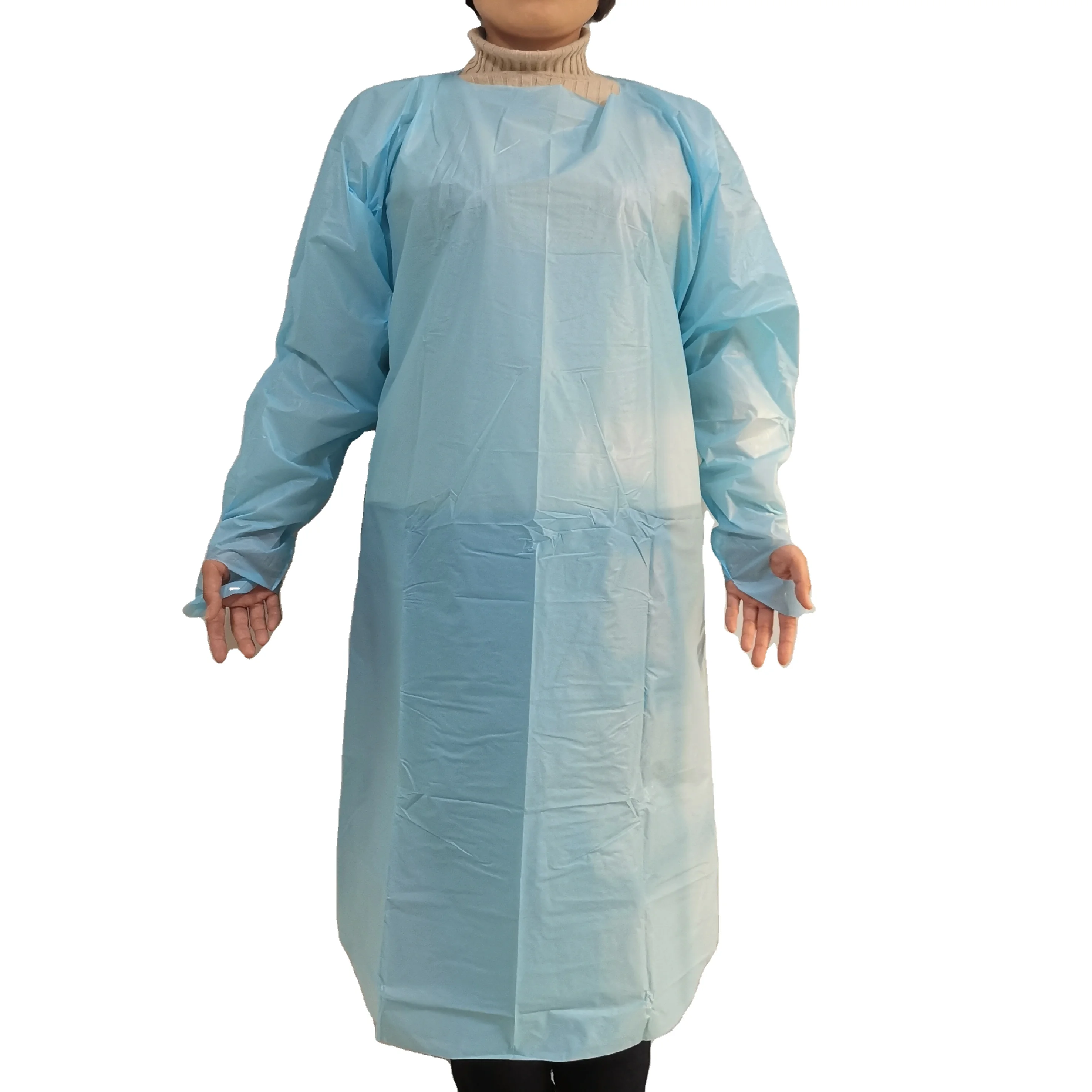 Экологичный фартук CPE PE, одноразовый, с рукавами, водонепроницаемый пластиковый Халат