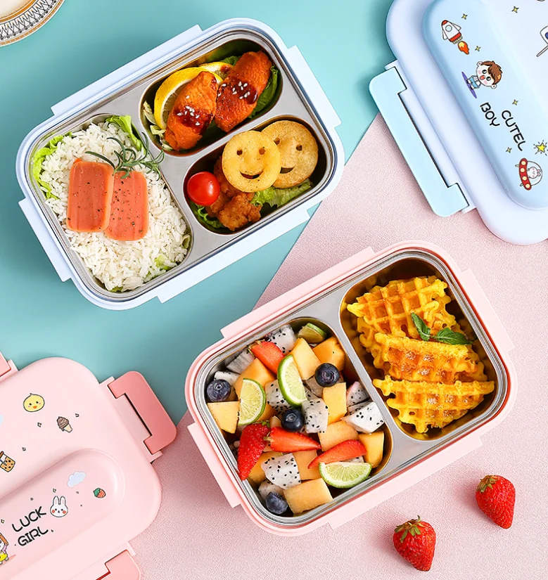 Boîte à lunch isotherme en acier inoxydable Offre Spéciale 2 ou 3 compartiments pour enfants Grands cadeaux