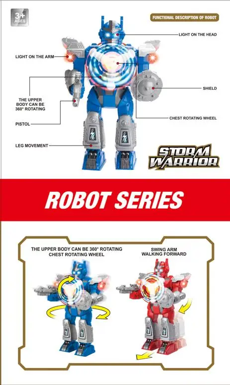 DF Storm Warrior Battery Operation Robot Electronic Educational Robot Toys for Boys Best Toy 360 Rotating Robot 	toys for Boys