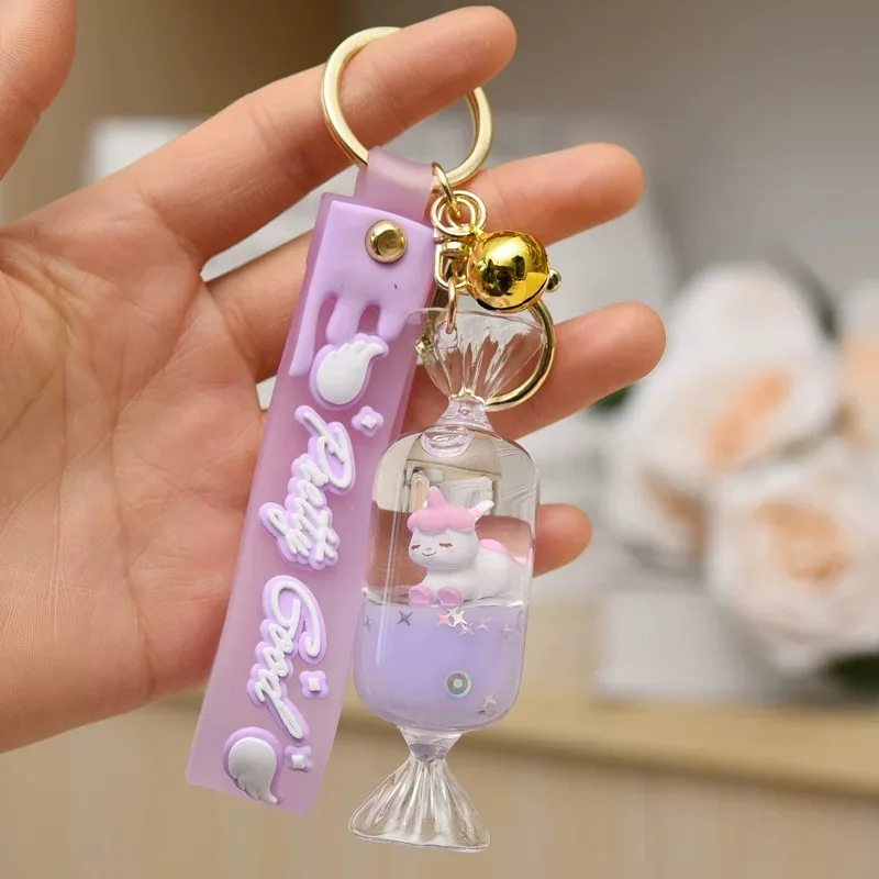 Cherry Cartoon Acrylic In Oil Quicksand Keychain Bag Pendant For