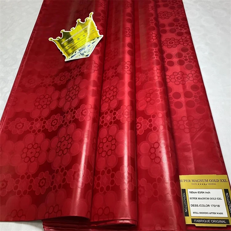 Factory Price Soft and Smooth Shadda African Damask Bazin Riche Cotton Jacquard Fabric