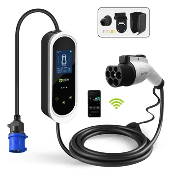 Portable EVSE 32A 220V Level 2 EV Charger RCD Type B Mobile EV Charging Station with GB/T Plug