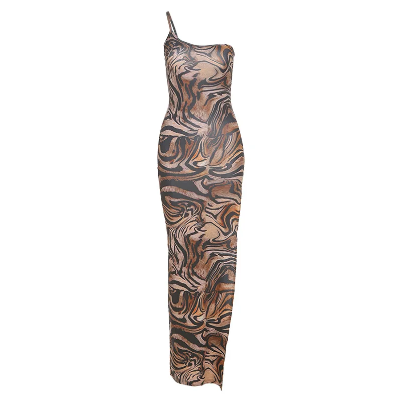 2021 Summer Tiger Print Long Dress Bodycon Anti-wrinkle