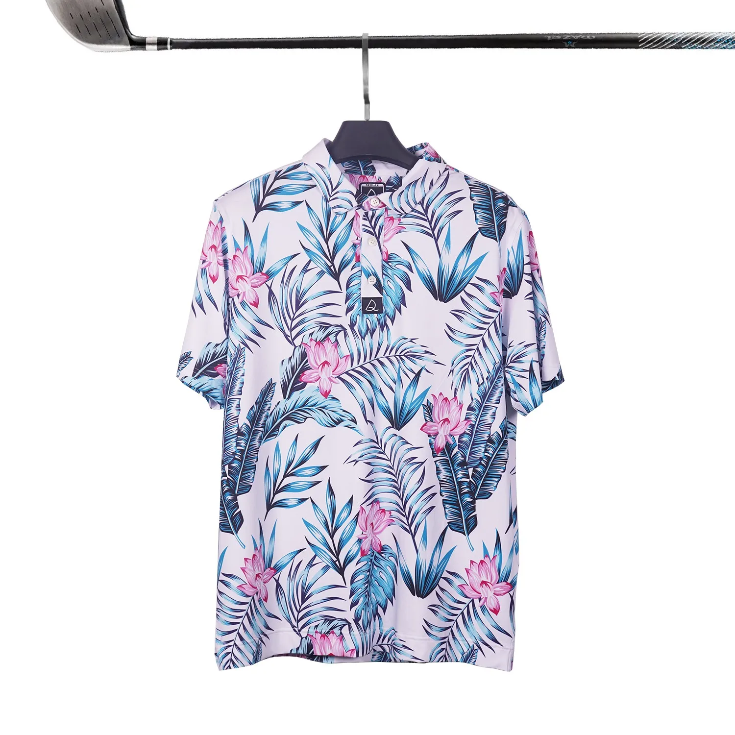 Design Print High Quality Stretch Elastic Allover Oem Custom logo Printed Sublimated Floral Golf Polo Shirt Custom Polo Shirts