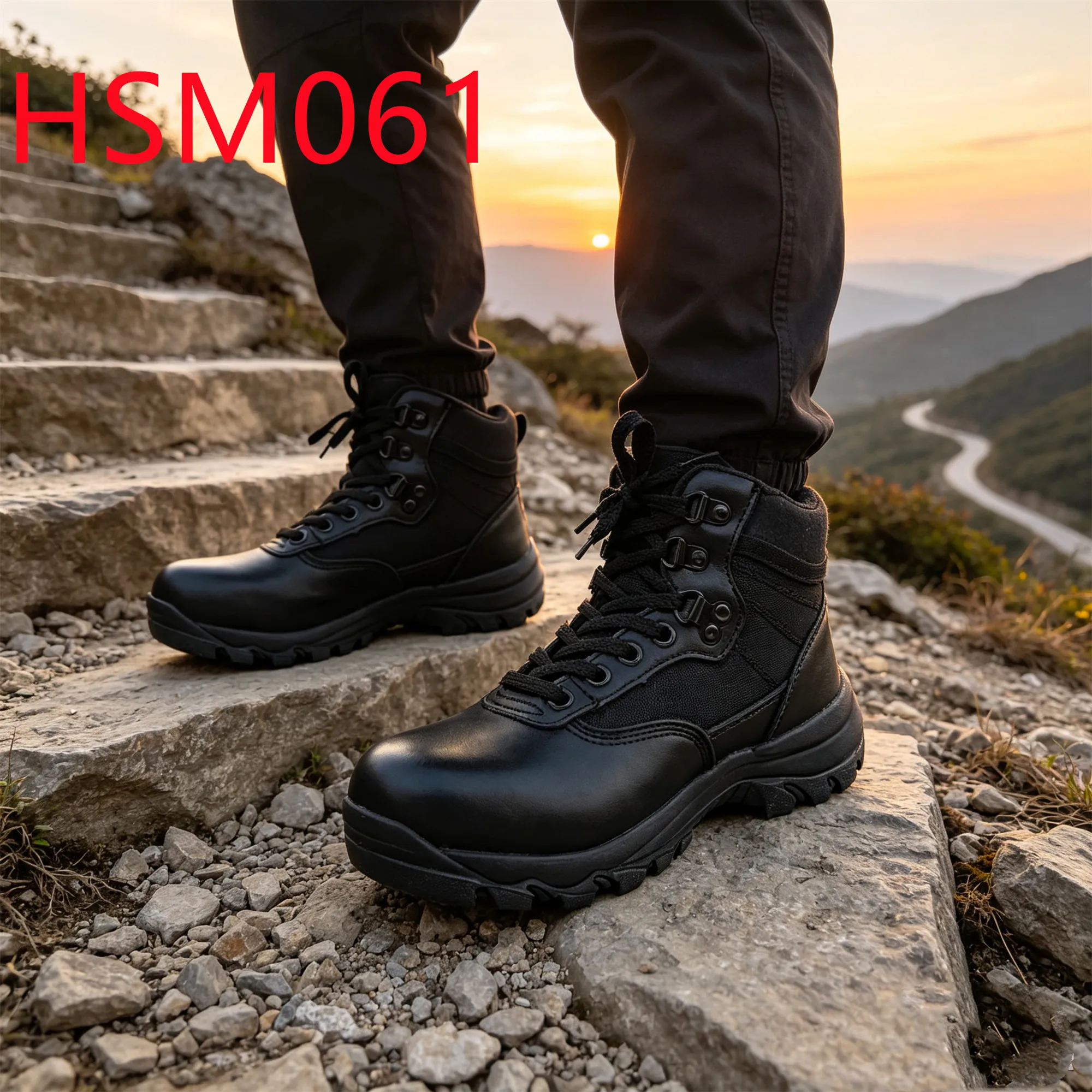 HY,Mountain Training Anti-shock EVA+rubber Sole Hua Singh Combat Boots Full Grain Leather 4 Inch Tactical Gear Boots HSM061