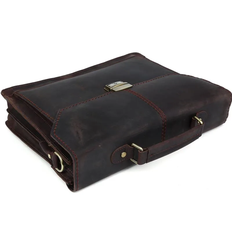 Tiding Factory Price Mens Top Genuine Leather Business Briefcase Combination Locks Tote Bag