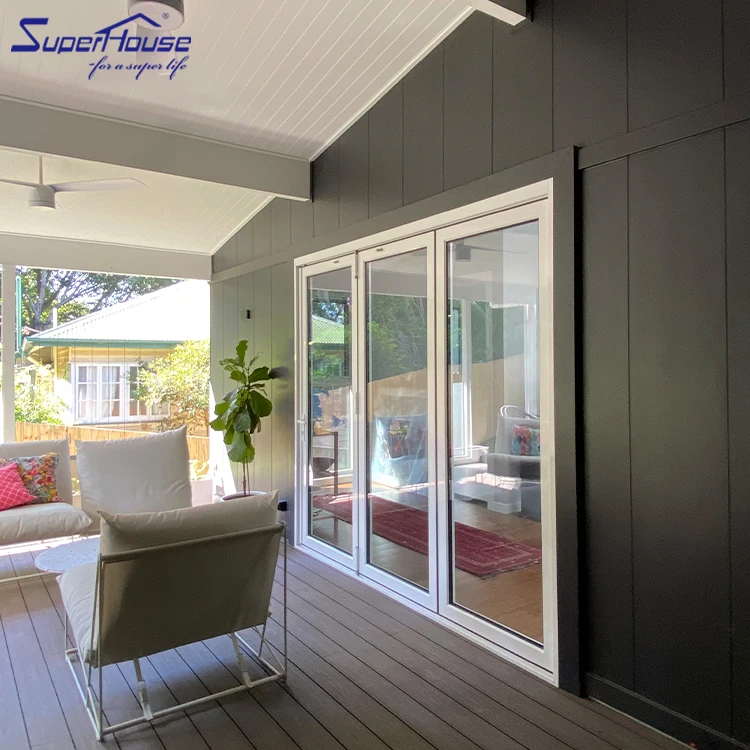European American Style Modern Windproof Movable Frameless Glass Door Latest Bi-Folding System Soundproof Aluminum Alloy