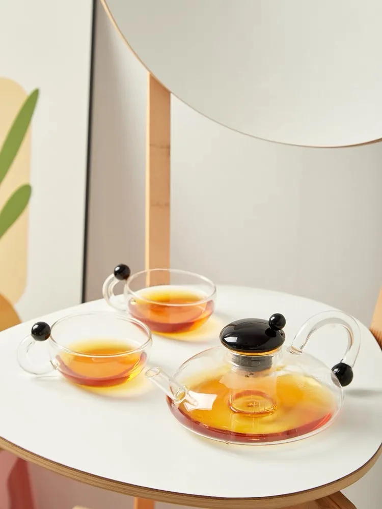 Heat Resistant Heated By Gas Stove Flat High Borosilicate Glass Teapot