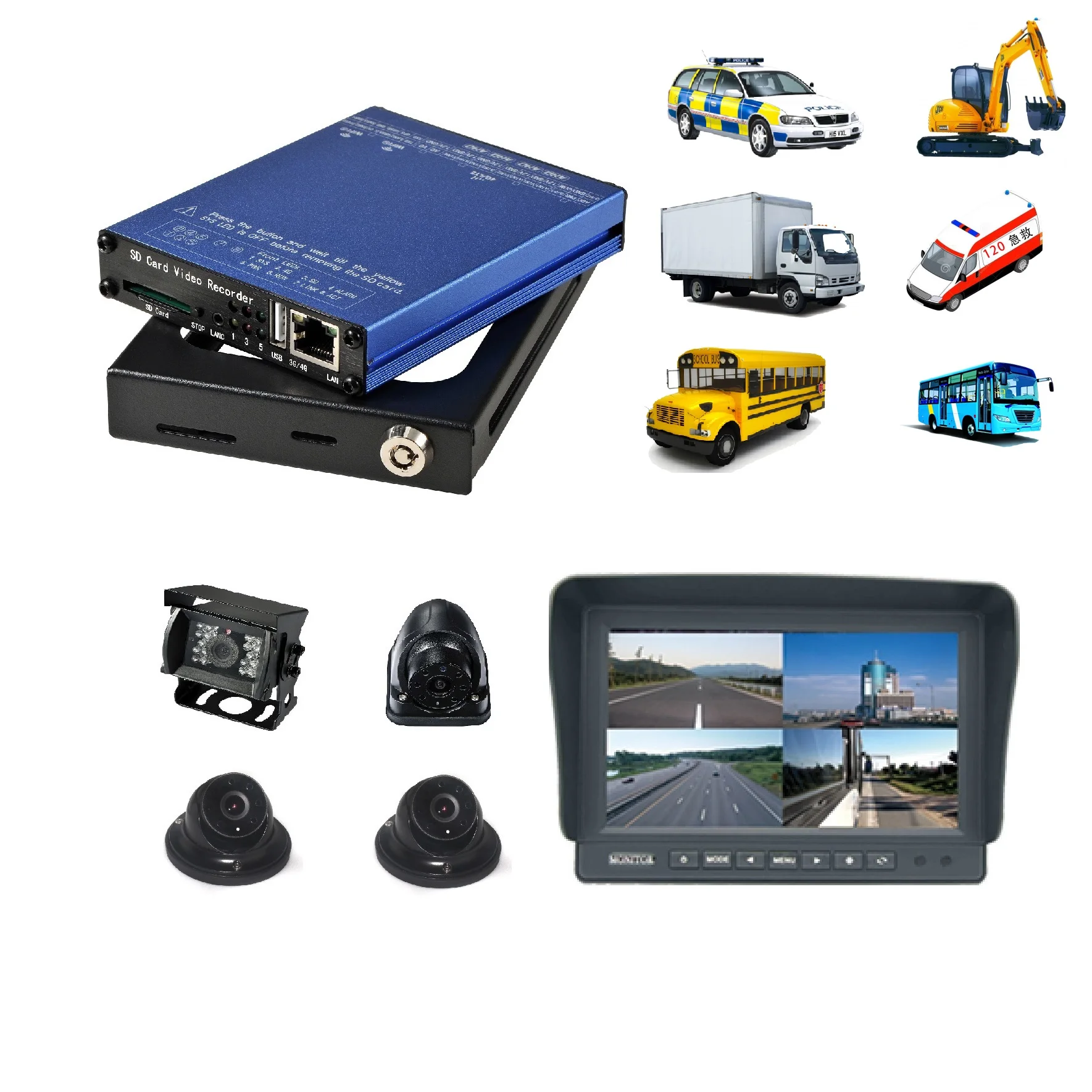 WeniChen 4 canali 720P MDVR AHD 4G GSM GPS Track Video/Audio SD Card Video Recorder (supporto fino a 128 GB) con porta VGA per autobus camion rimorchio furgone sorveglianza veicolo ufficio domestico