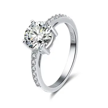 RINNTIN SR56 Cubic Zircon Eternity Diamond Rings Engagement Jewelry Women Sterling Silver 925 jewellery Wedding Ring