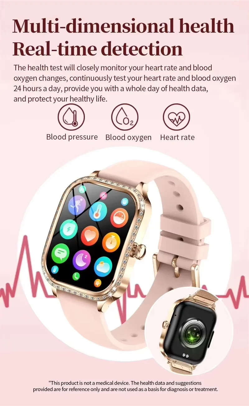 2025 New Women Square Screen Smart Watch Tft Touch Screen MK88 Waterproof Blood Pressure Blood Oxygen Monitoring Smartwatches