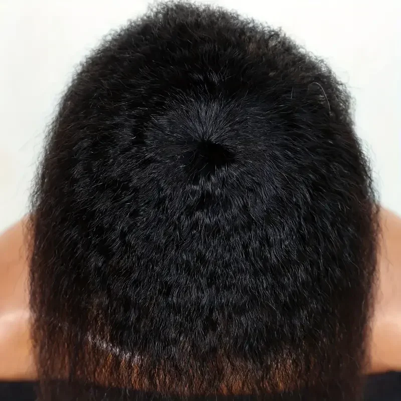 Kinky Straight Hair Topper Clip in Extension für Frauen, natürliche Farbe_voghion.com