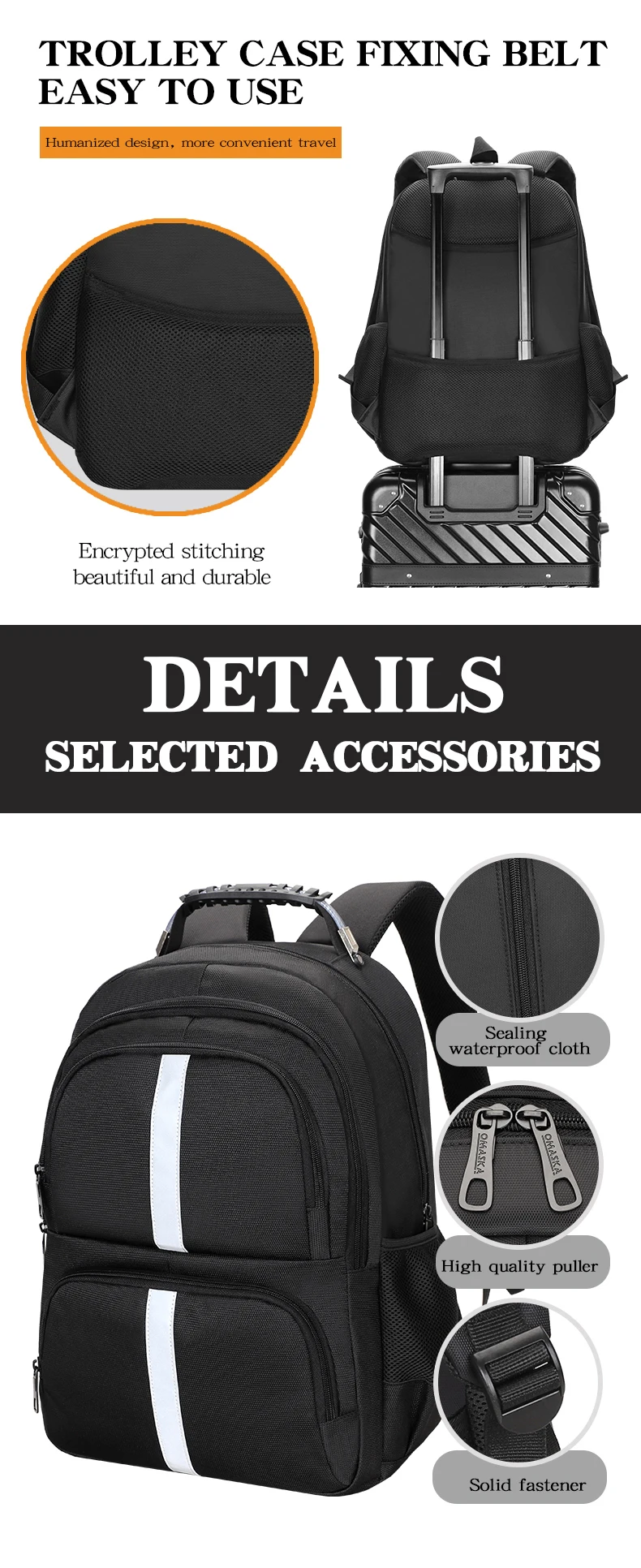 Omaska Custom Logo Waterproof Business Laptop Backpacks 18 Inch