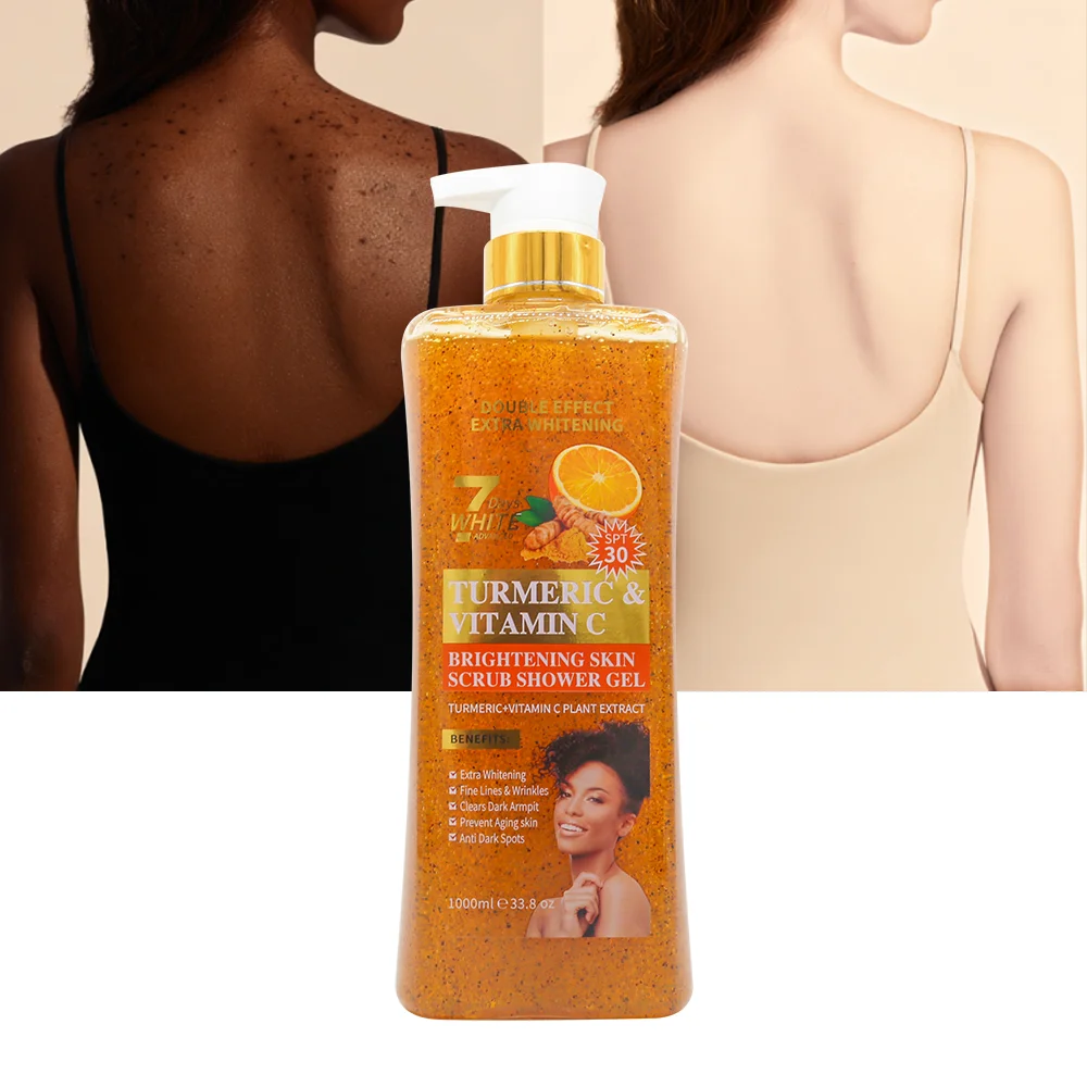 Gel Douche Exfoliant Et éclaircissant Lemon Clear - 970ml Avec Curcuma Et Safran - Pour Le Corps