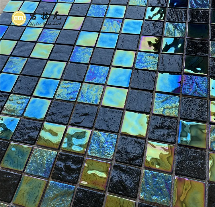 Wholesale sunshine black glass mosaic tile for swimming pool