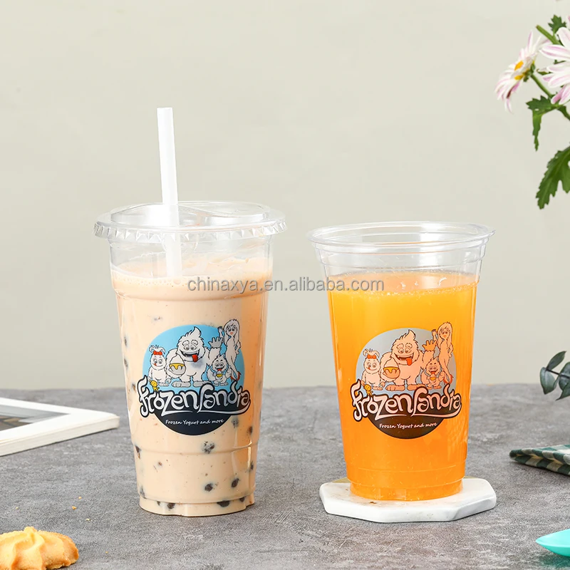 Custom printed clear 12, 16, 20, 24oz PP PET transparent disposable clear plastic cup with strawless lid supplier