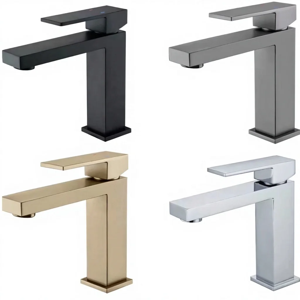 304 Stainless Steel Single Hole Modern Four-Way Hot/Cold Water Polished Washbasin Deck Mounted Single Handle Ceramic Faucet