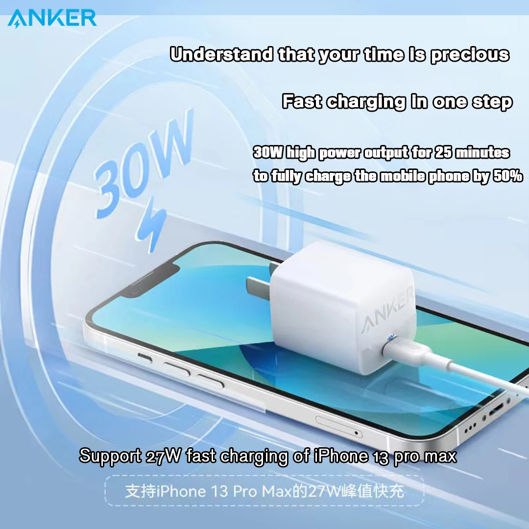 Original Anker 313 Fast 30w Usb C Charger Gallium Nitride Pd Fast