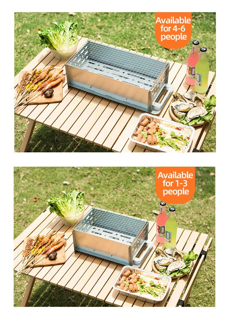 Custom Brand Family Party Enlarge Galvanized Tote Bag Portable Folding Outdoor Camping Barbecue Bbq Grill Mesh Net Rack