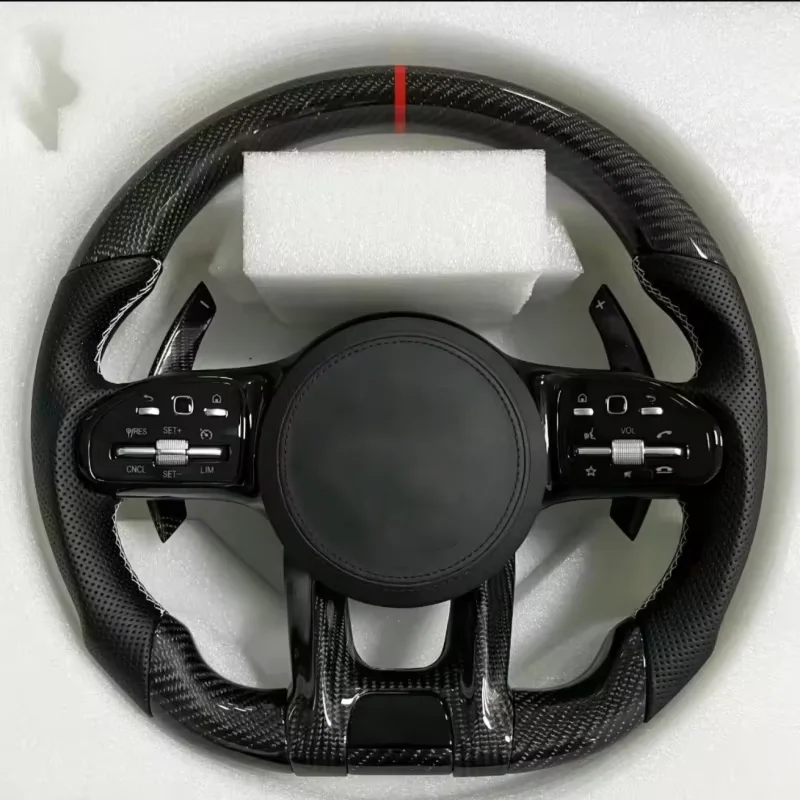 Modified LED Carbon Fiber Steering Wheel for Mercedes Benz AMG GT With Perforated Leather Steering Wheel