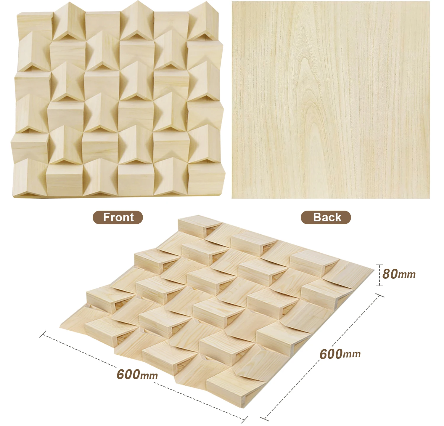 Wooden  Acoustic Diffuser for Studio Solid Wood Acoustic Diffuse Panel
