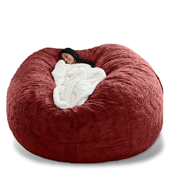 Big Sofa with Soft Fur Cover Sack Bean Bag Chair bean bag large round sofa bed