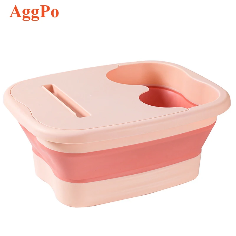 Foldable Foot Tub with Cover Creative Household Massage Foot Basin Portable Outdoor Travel Foldable Foot Basin