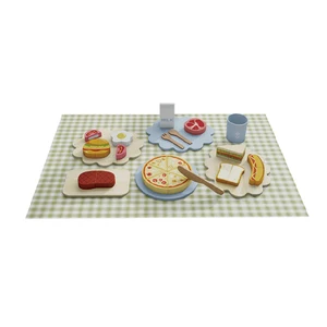 Children's Wood Kitchen Wisdom Play Set Early Cooking Group Food Accessories Simulated Cutting Tableware for Home Use