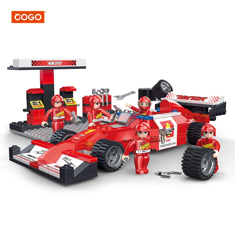 COGO 218 PCS Pullback Creative DIY Brick Model Play Set Racing Cars Plastic Educational Building Blocks Car Toys for Kids