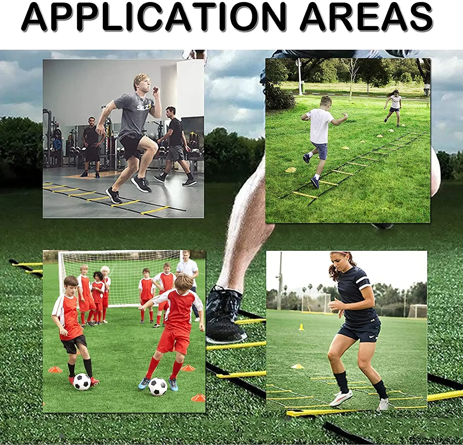 Soccer Training Equipment for Kids with 12 Cones Solo Practice Training Aid Equipment Waist Belt Returner Fits Ball Size 3/4 /5 Football Kick Trainer Control Set with Speed Agility Ladder 