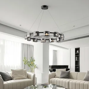 JACKSUN Italian Style Minimalist Black Glass Nordic Lamp Bar Home Creative Designer Restaurant Chandelier Iron Metal Pendant