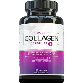 Multi Collagen Pills for Women & Men - Hydrolyzed Collagen Peptides with Vitamin C and Hyaluronic Acid 90ct
