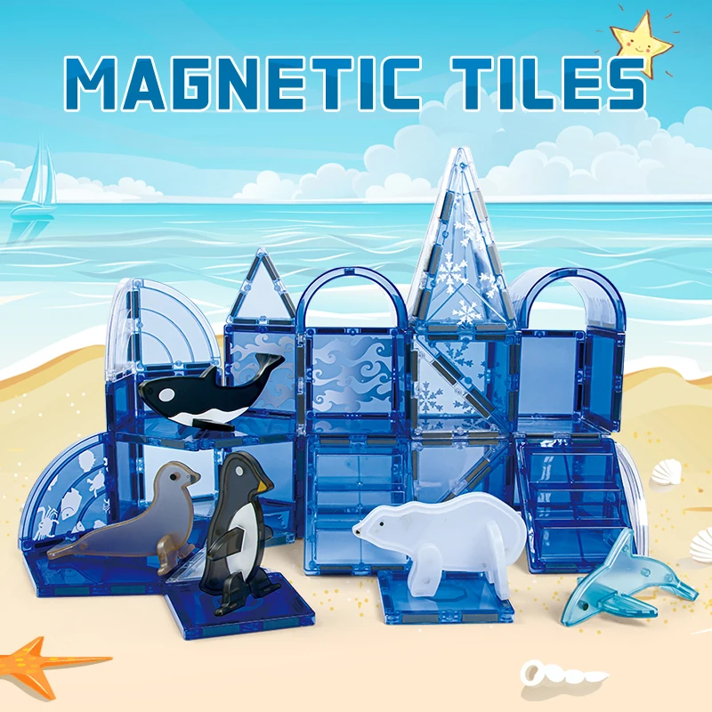 Magnetic Tiles Building Blocks Set for Boys Girls Preschool Educational Magna Construction Kit Magnet Stacking STEM Toys