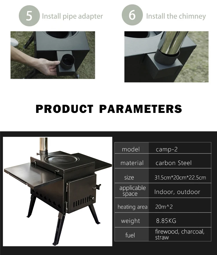 Hot Sale Mini Portable Outdoor Camping Wood Stove Indoor Fireplace Cast