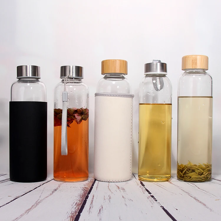 Classy Frosted Glass Water Bottle With Rose Gold Lid Favored By Female