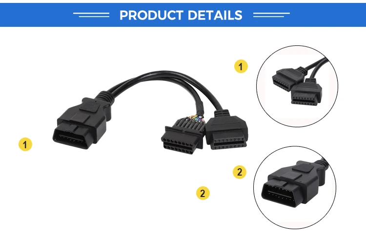 product 16pin maleto female y cable with  obd  obd2 splitter obdii y type cable for obd2 diagnostic scanner fault code read-3