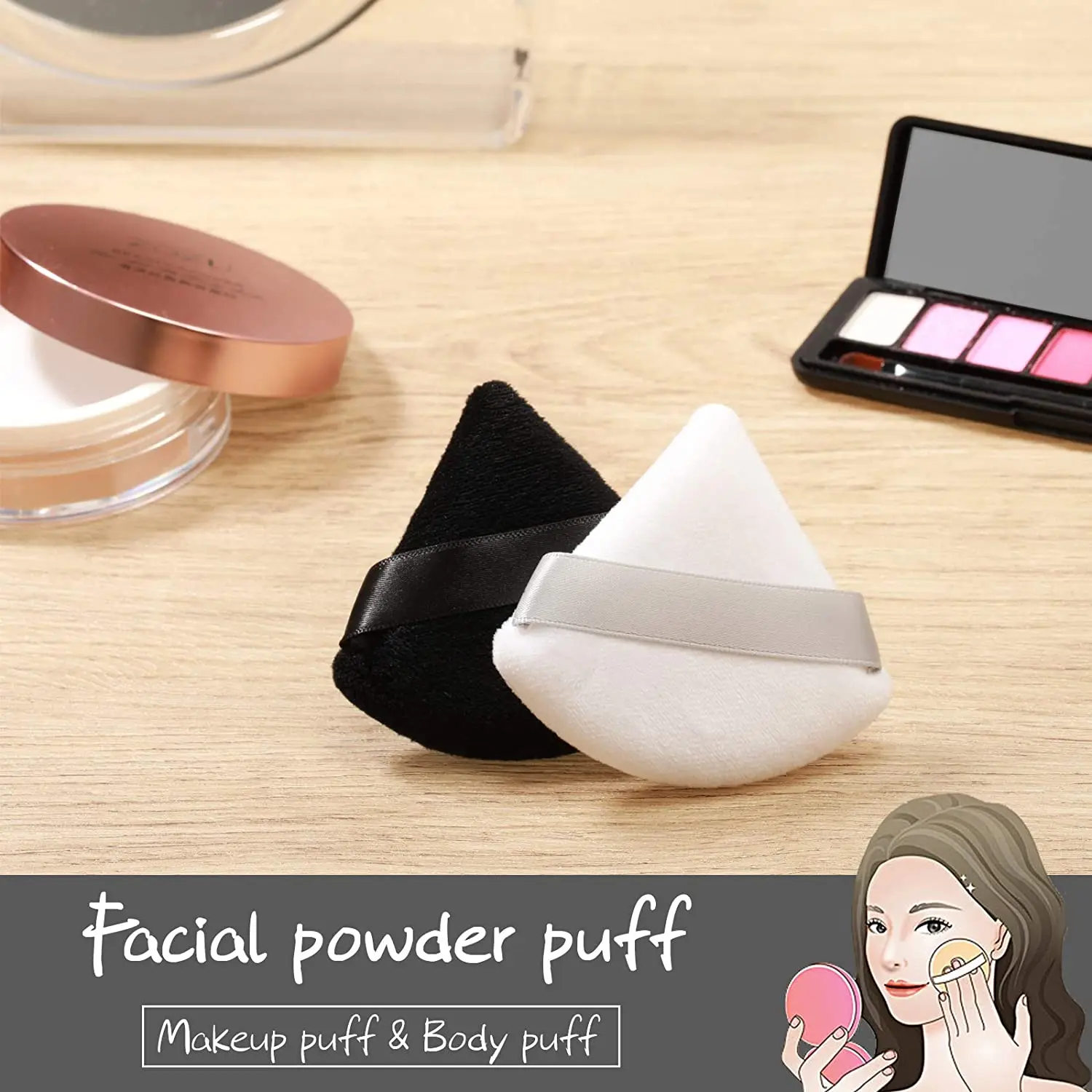 5 Pieces Pure Cotton Powder Puff Face Triangle Soft Makeup Powders