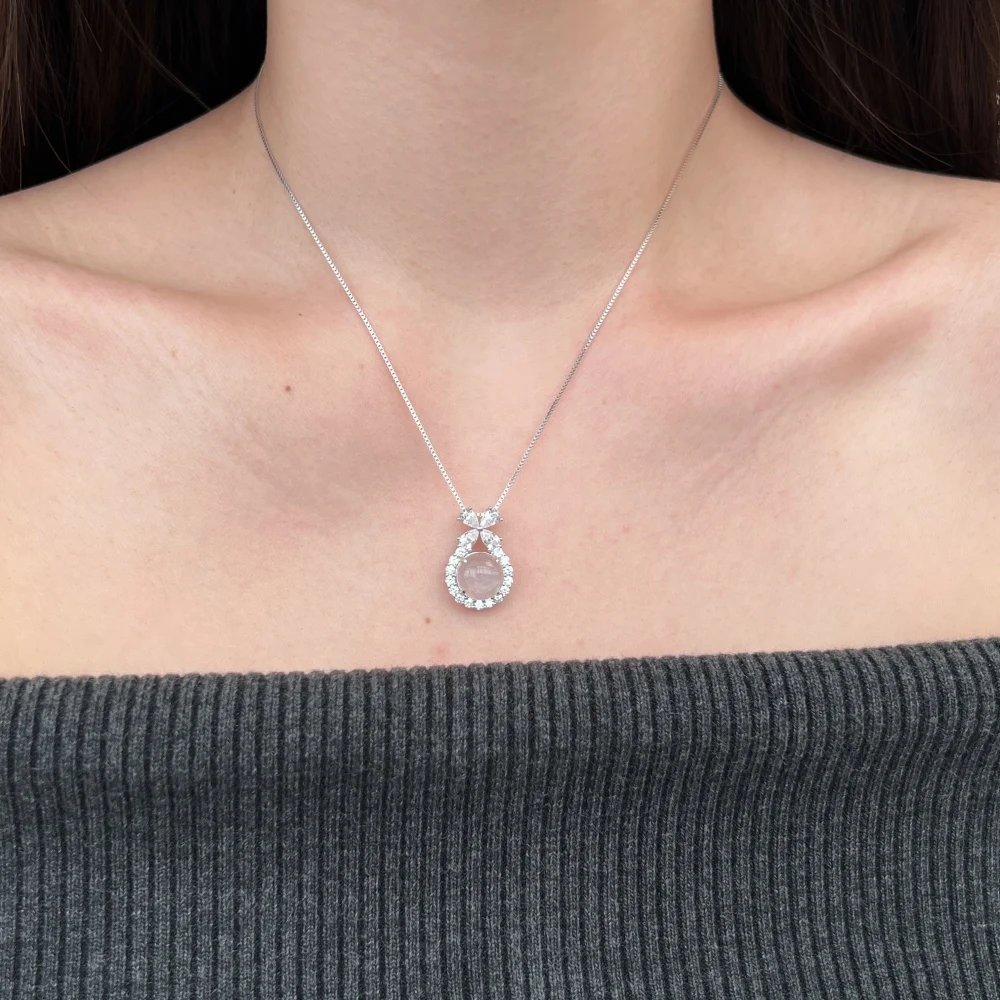 KAKODIY Special Design Exquisite Jewelry 925 Sterling Silver Box Chain 5A Cubic Zirconia Natural Ink Jade Pendant Women's Necklace detail 6