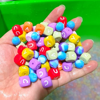 14 colors 12mm Silicone Beads Letter Baby Teether Beads In Sert Name On Pacifier Chain Clips Chewing Alphabet Beads Baby Toy